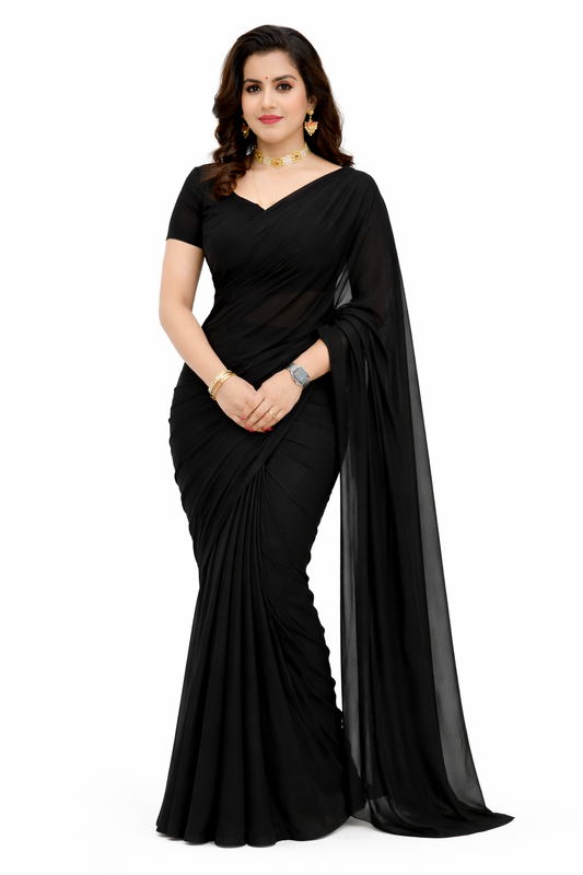 Signature Black Georgette Ready to Wear Saree