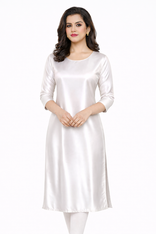 Signature White Satin Kurti