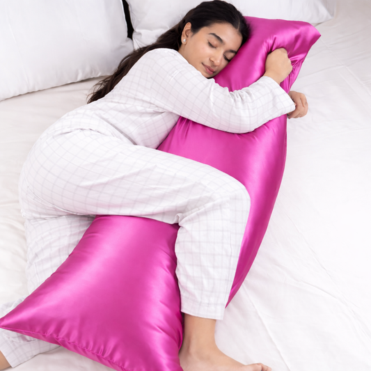 Garmica™ Luxury Body Satin Pillow Cover| Luxury Cuddle Satin Pillow Cover| 50x19 Inches | Hair & Skin Friendly, Ultra Soft Luxury Pillowcase for Full Body Support