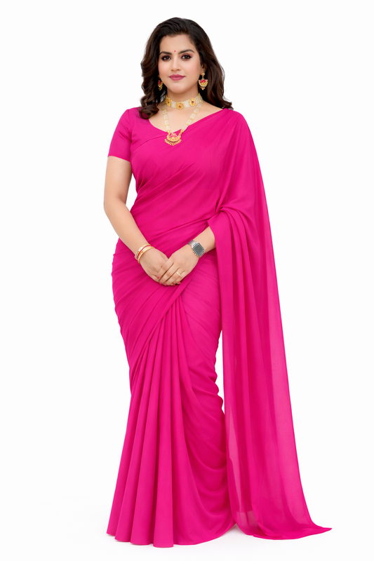 Signature Pink Ready-to-Wear Georgette Saree