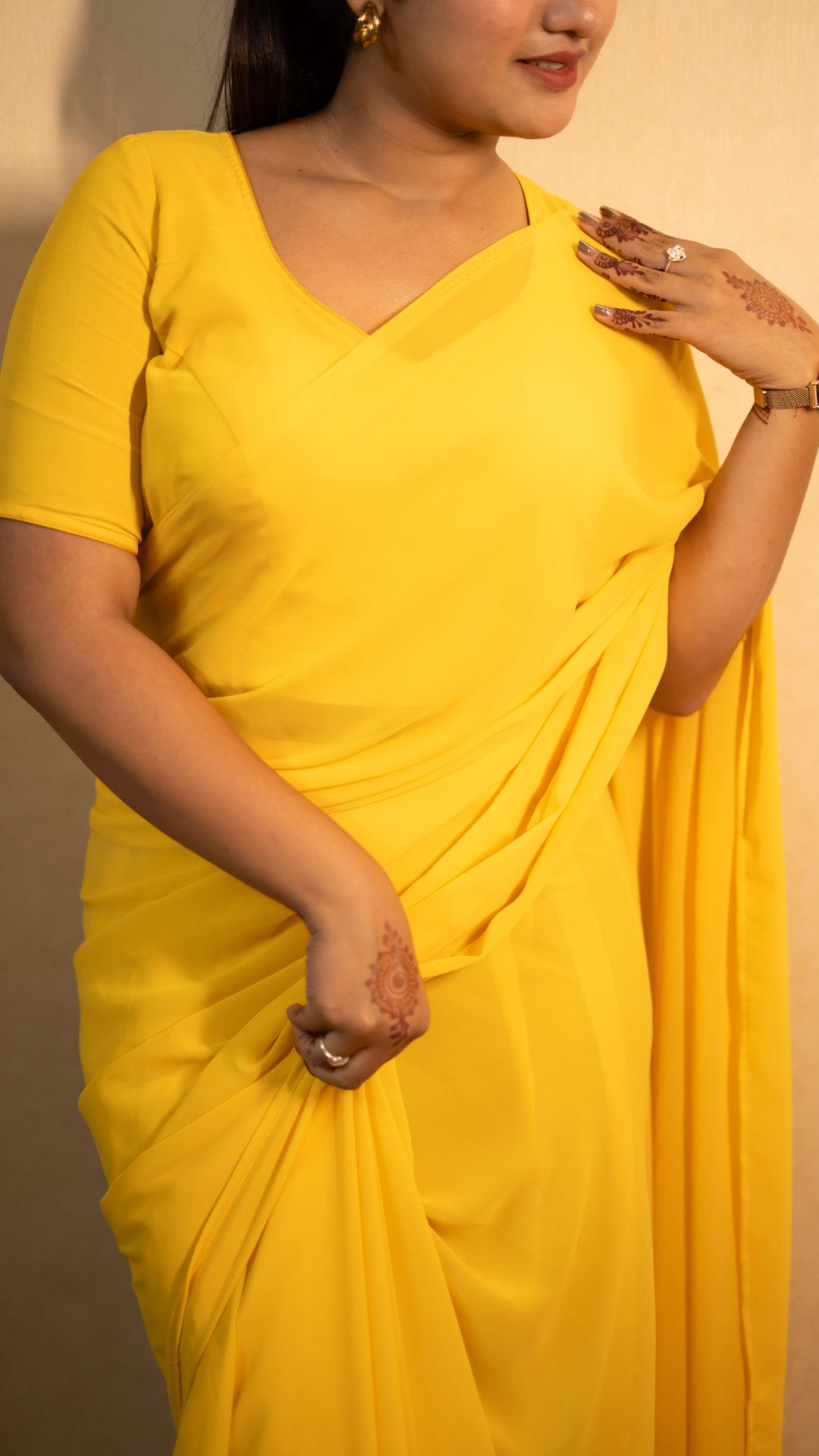 Garmica Yellow Georgette Ready to Wear Saree