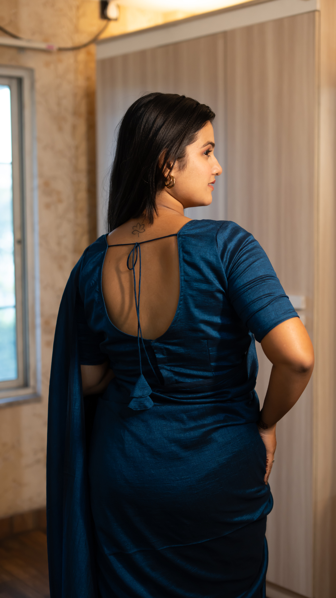 Garmica Blue Ghicha Silk Ready to Wear Saree