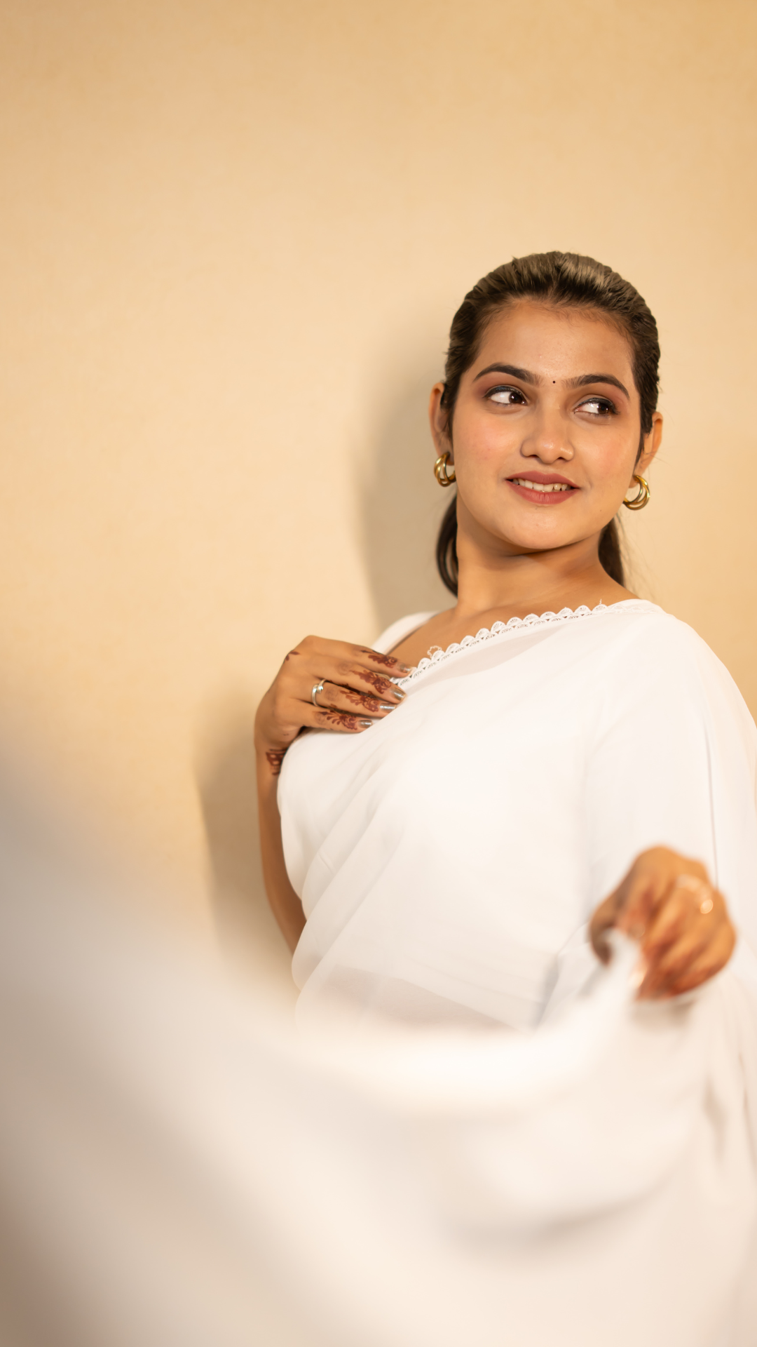 Garmica White Georgette Ready to Wear Saree