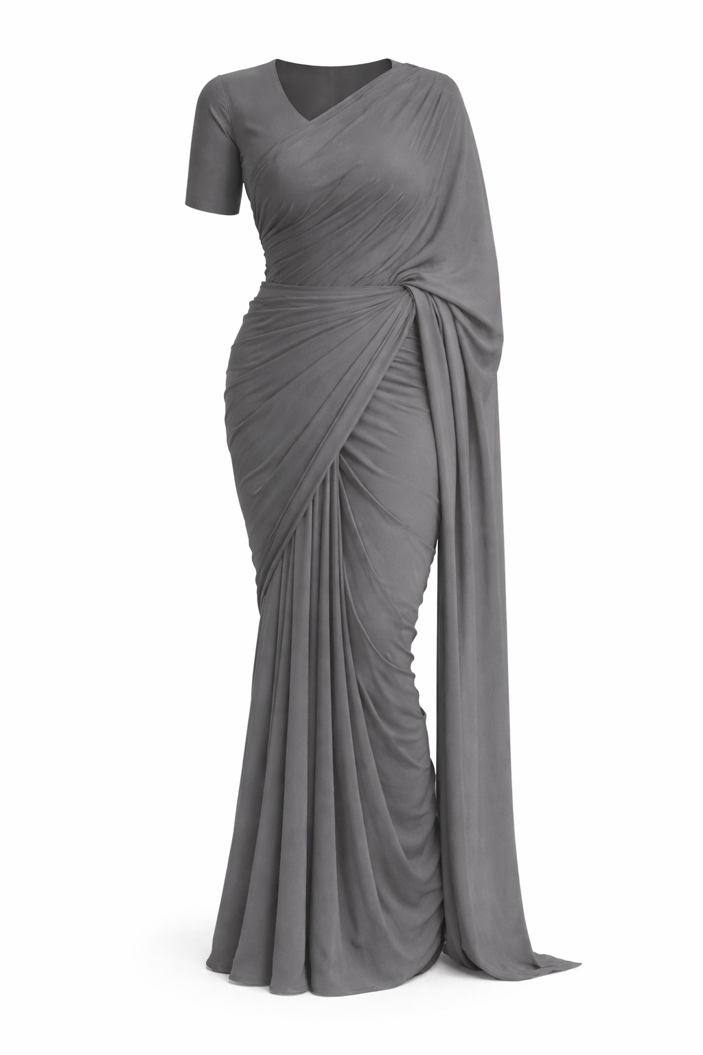 Signature Grey Ready-to-Wear Georgette Saree