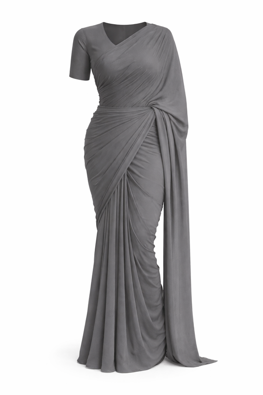 Signature Grey Ready-to-Wear Georgette Saree