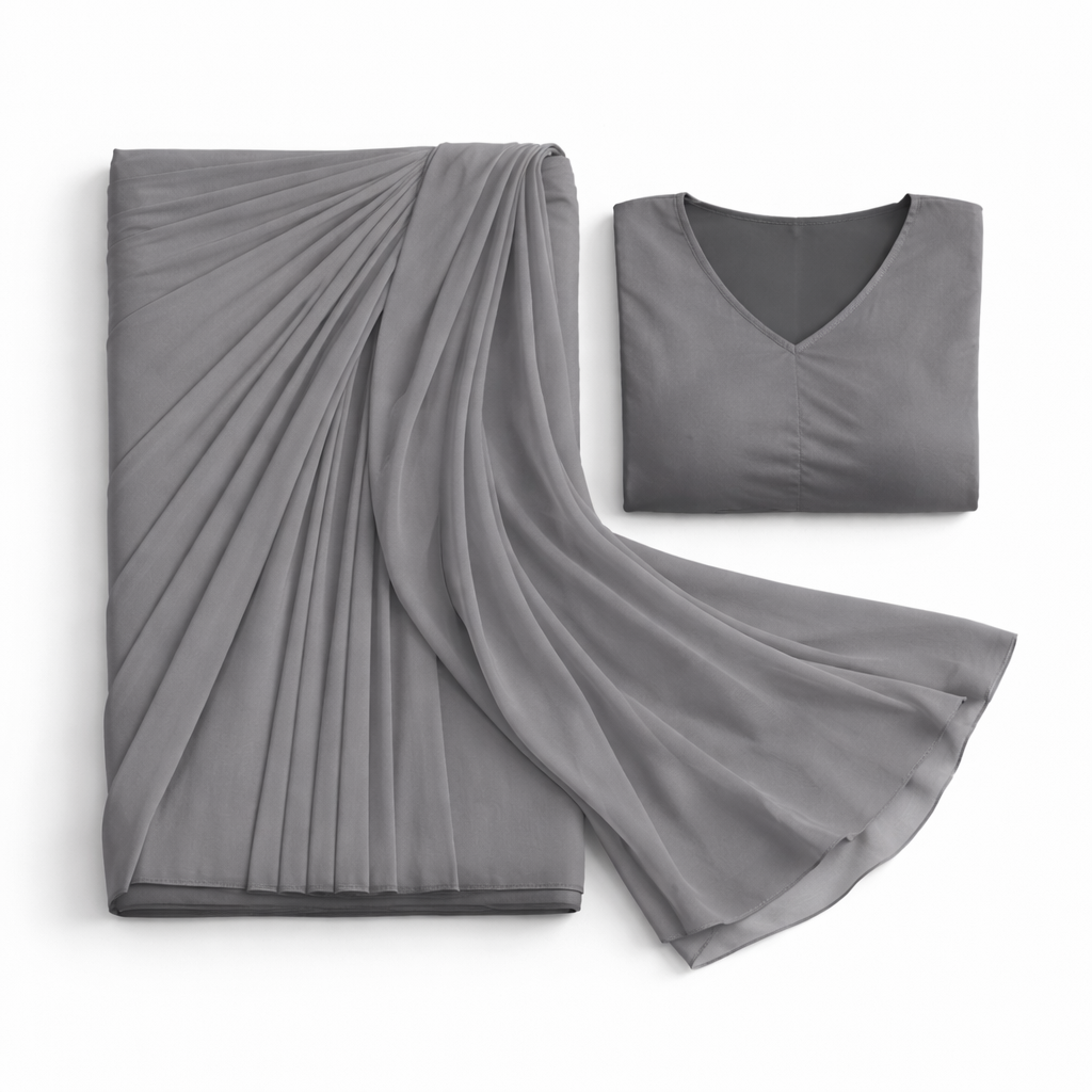 Signature Grey Ready-to-Wear Georgette Saree