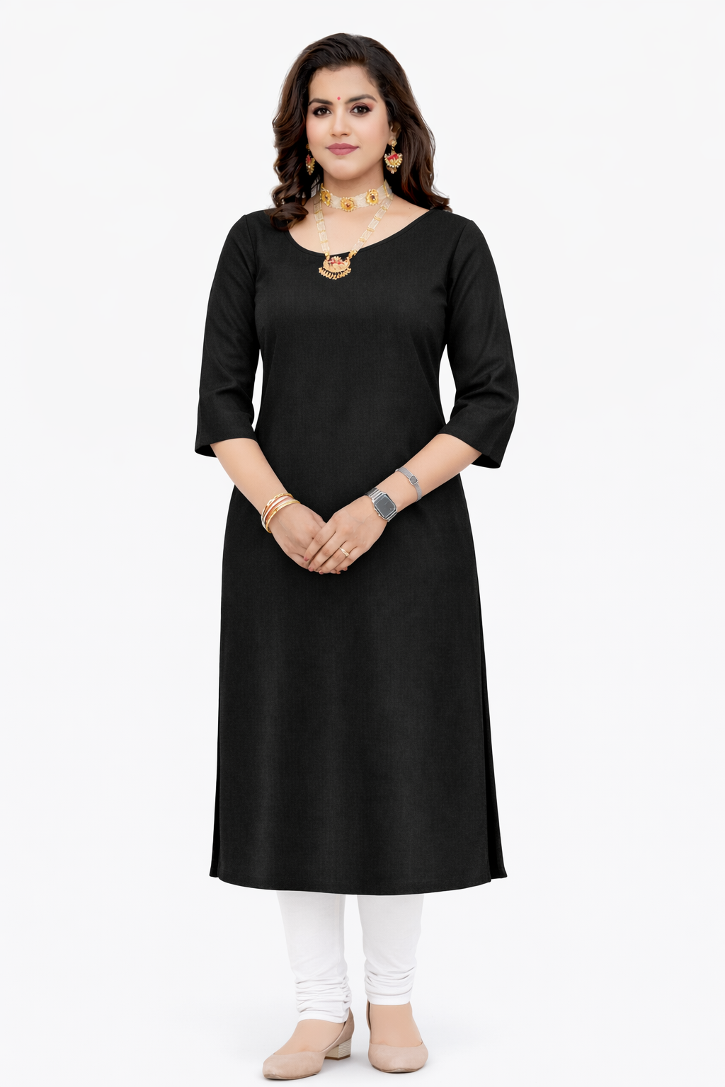 Black Glace Cotton Kurti