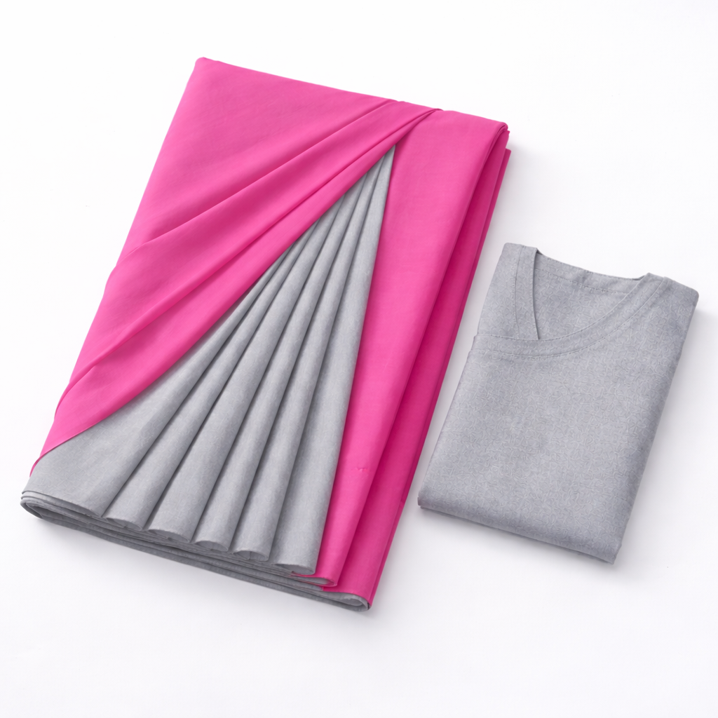 Blush Pink with Grey Pleats Ready-to-Wear Georgette Saree