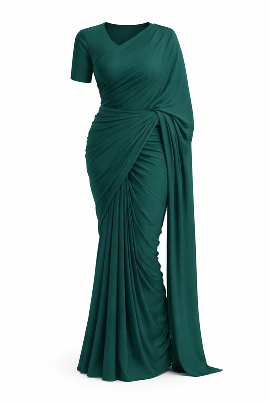Signature Green Ready-to-Wear Georgette Saree