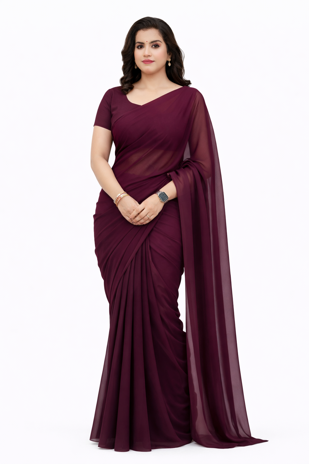 Signature Magenta Georgette Ready to Wear Saree