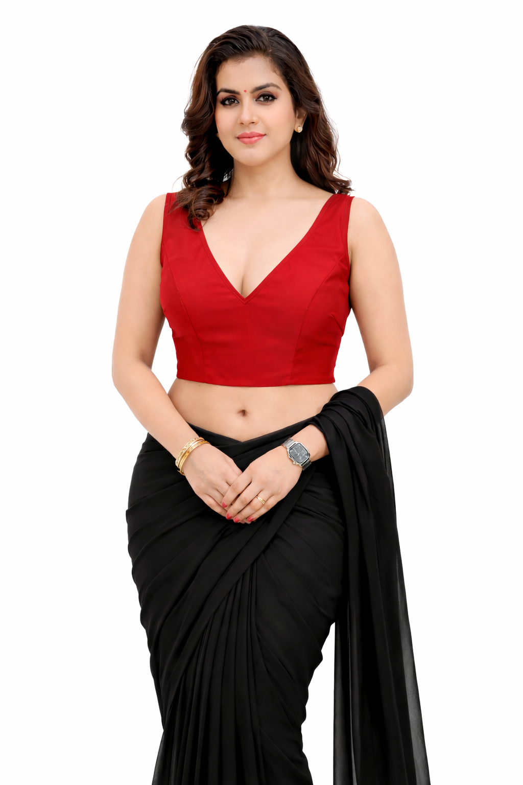 Red Sleeveless Georgette Tie up back Blouse
