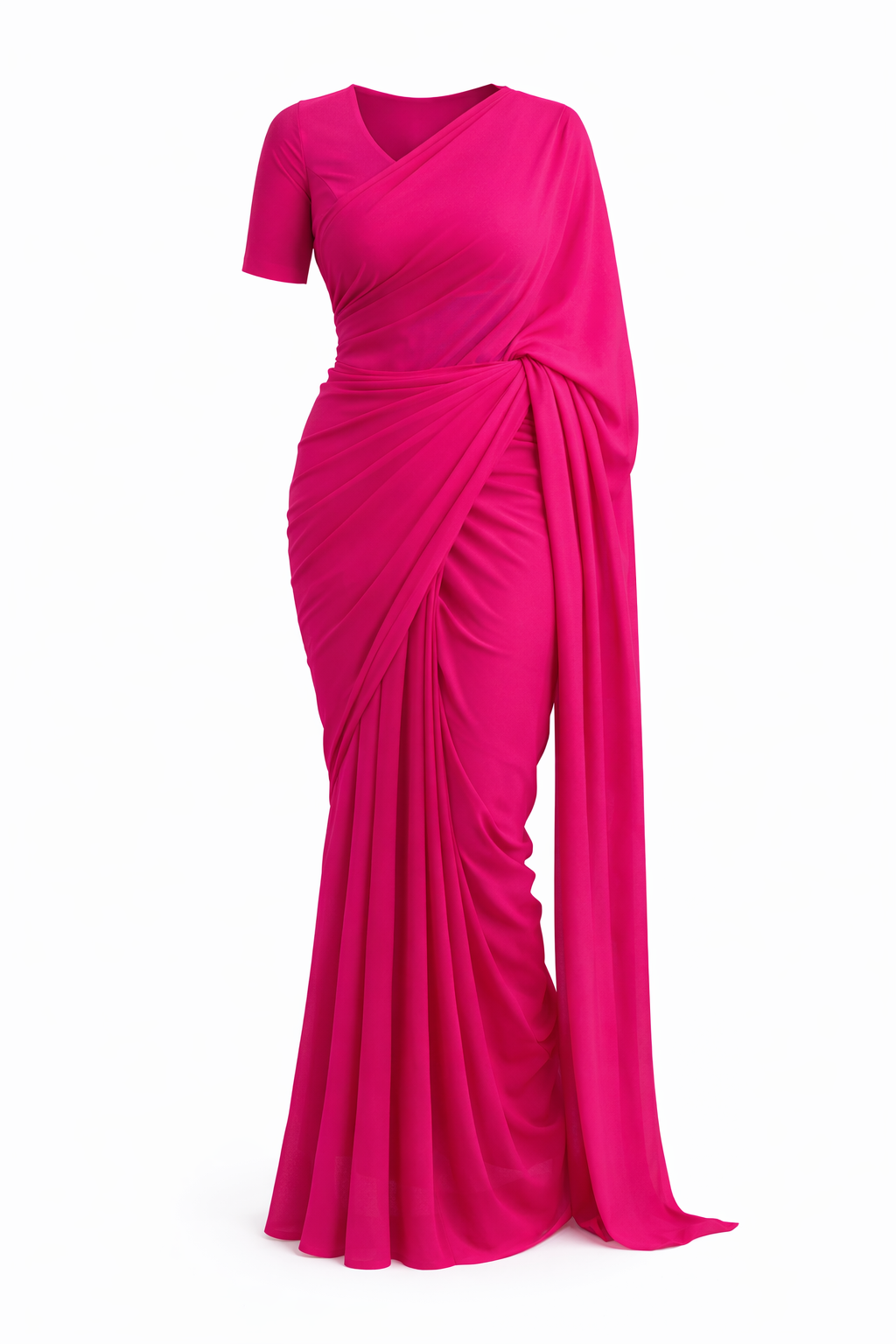 Signature Pink Ready-to-Wear Georgette Saree