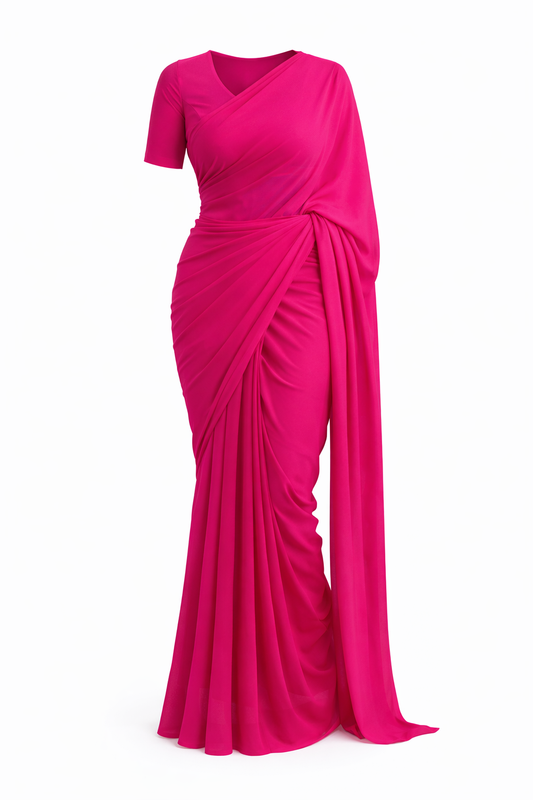 Signature Pink Ready-to-Wear Georgette Saree