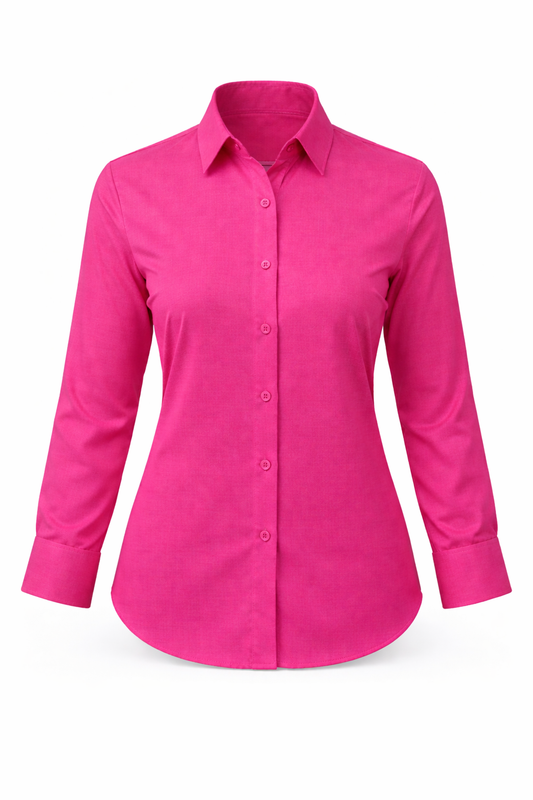 Women’s Hot Pink Formal Glace Cotton Shirt
