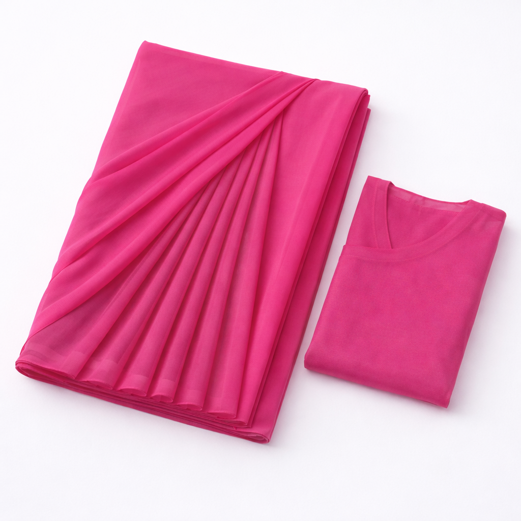 Signature Pink Ready-to-Wear Georgette Saree
