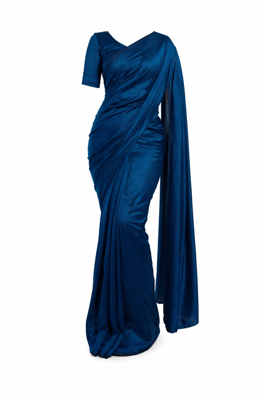 Signature Blue  Ghicha Silk Ready to Wear Saree