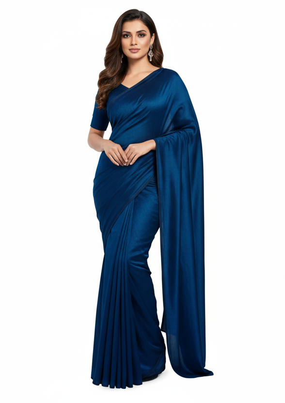 Signature Blue  Ghicha Silk Ready to Wear Saree