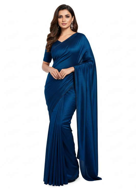 Signature Blue  Ghicha Silk Ready to Wear Saree