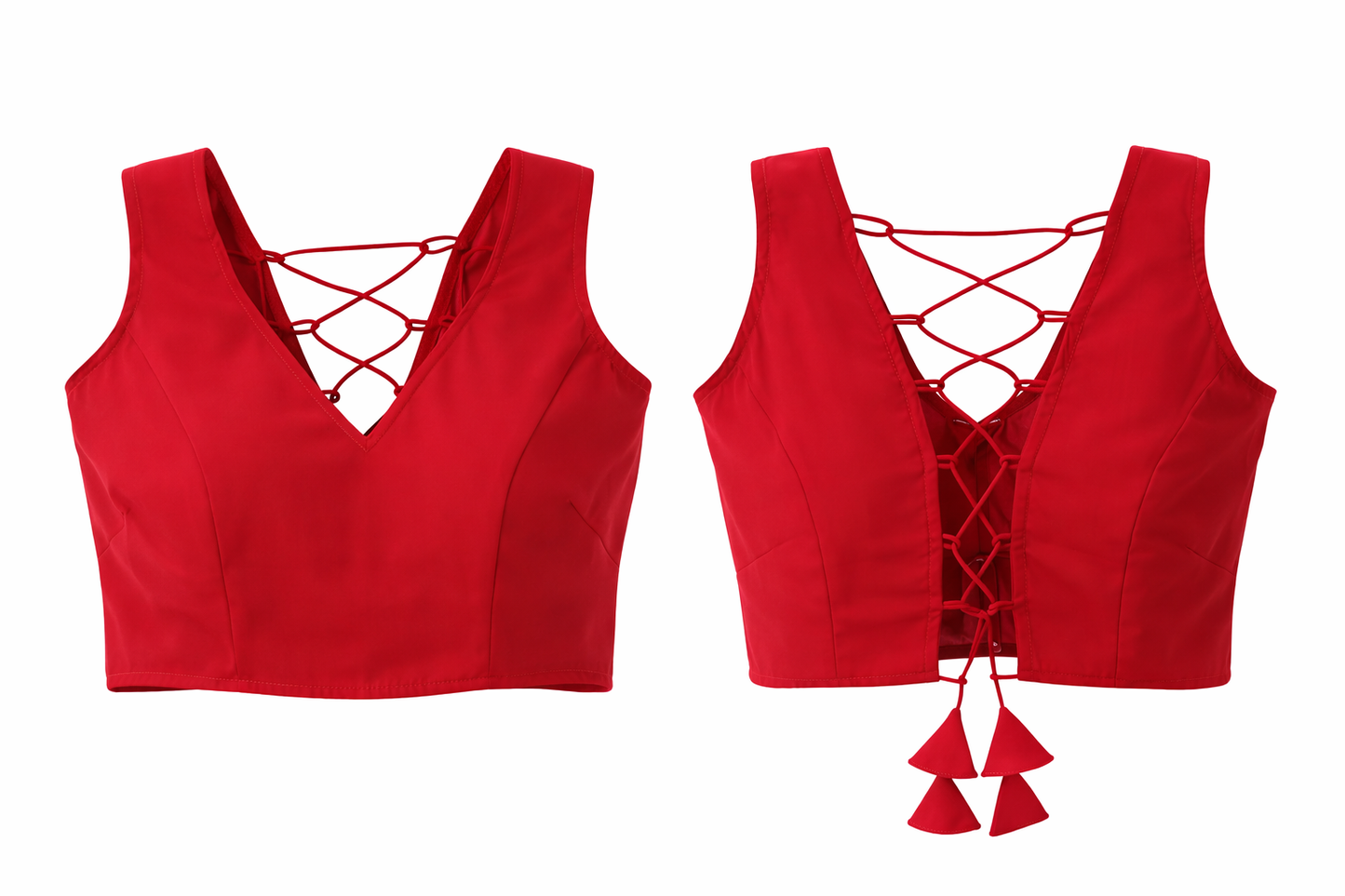 Red Sleeveless Georgette Tie up back Blouse