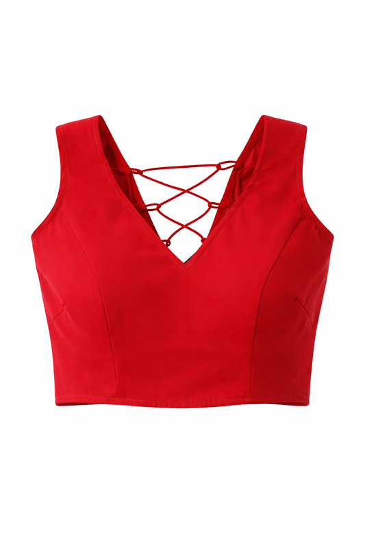 Red Sleeveless Georgette Tie up back Blouse