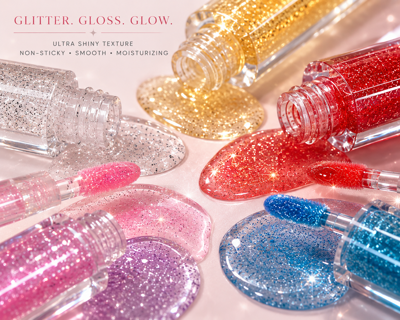 Dazzling Glow Glitter Lip Gloss Set – 6 Shades of Shine