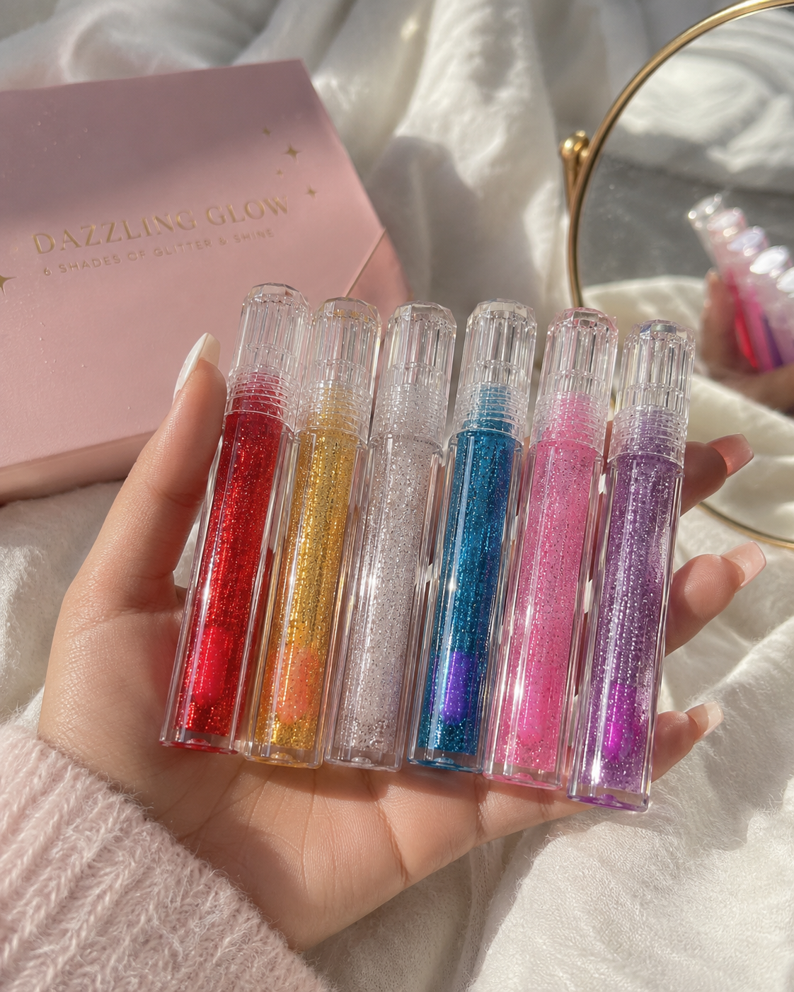 Dazzling Glow Glitter Lip Gloss Set – 6 Shades of Shine