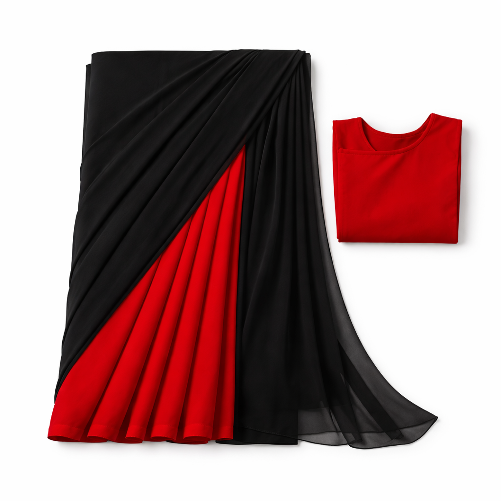 Midnight Scarlet Ready-to-Wear Georgette Saree
