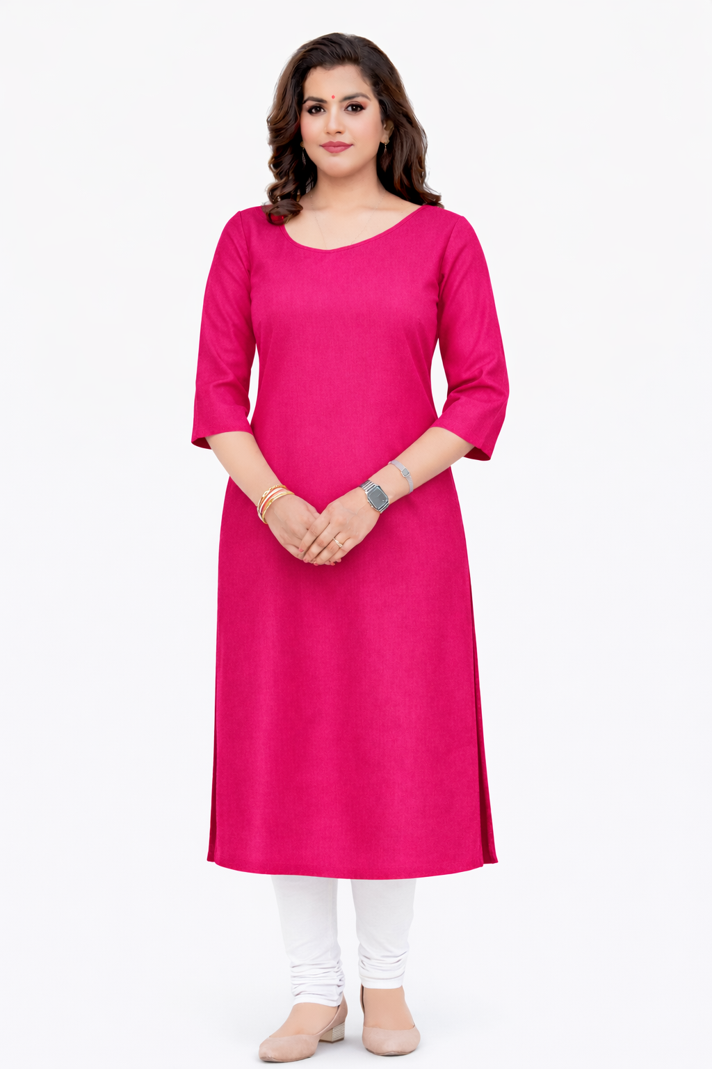 Pink Glace Cotton Kurti