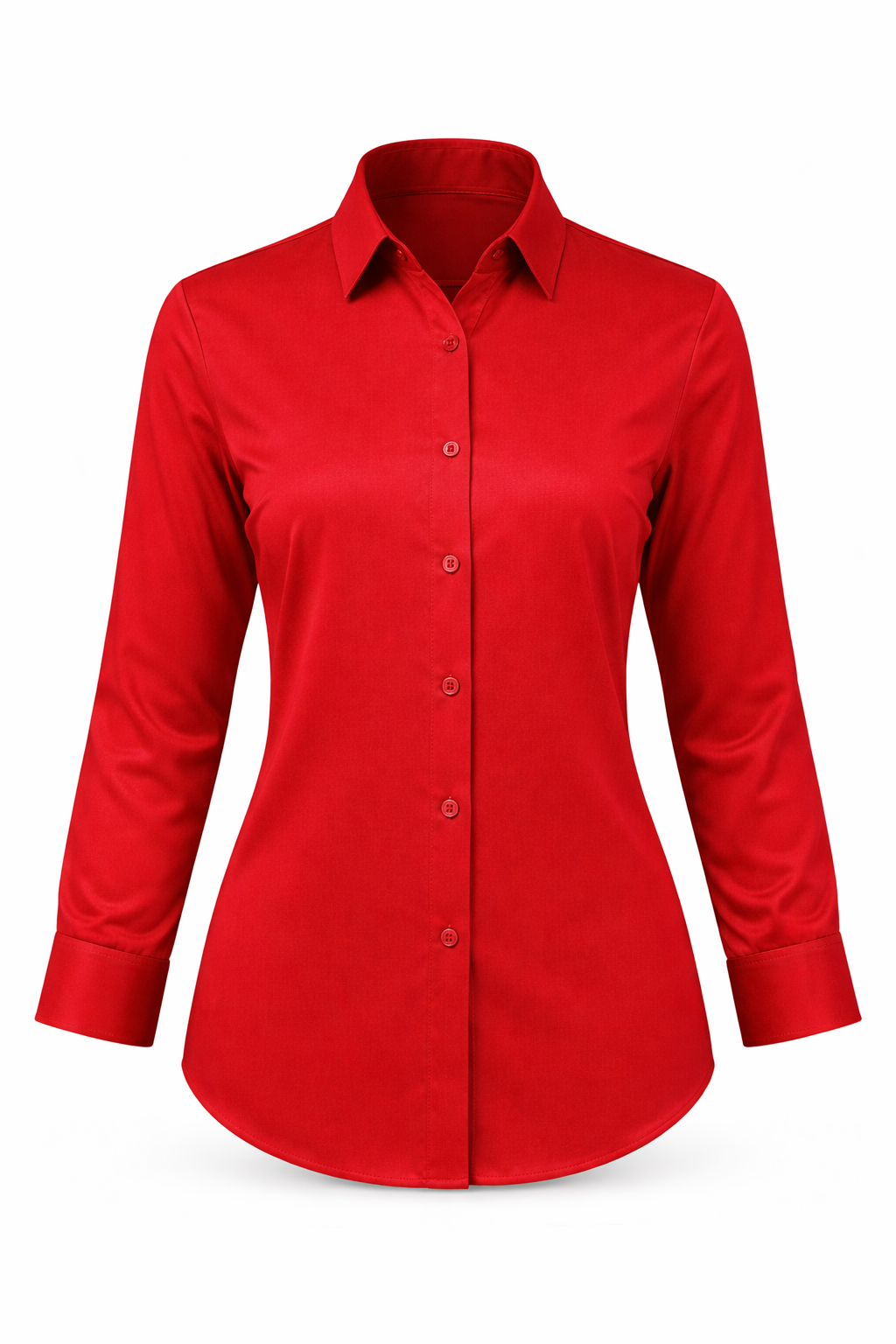Red Glace Cotton Formal Shirt for Women – Matte Finish