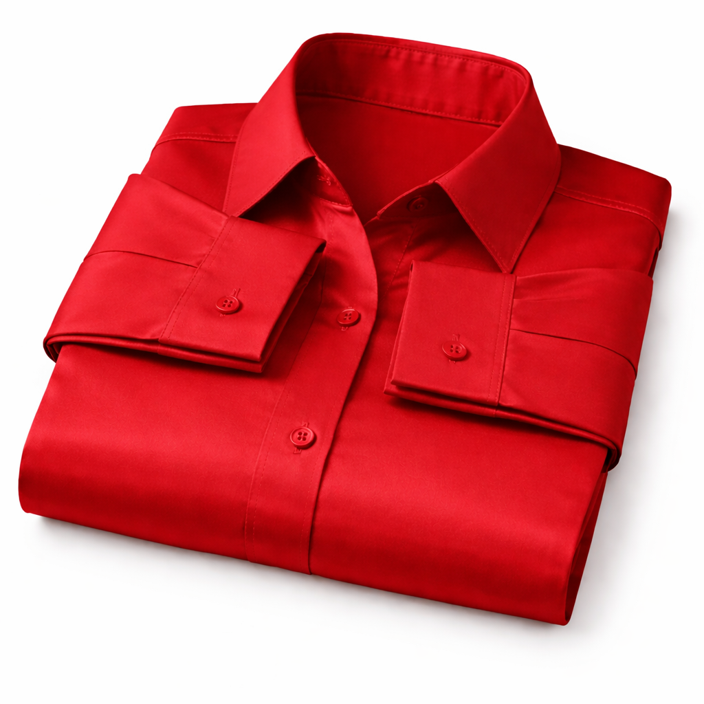 Red Glace Cotton Formal Shirt for Women – Matte Finish