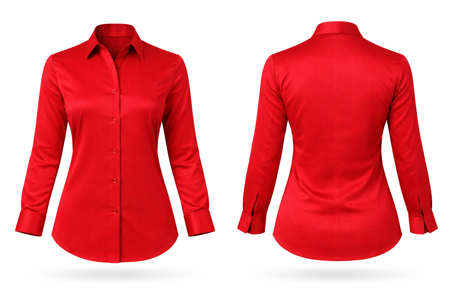 Red Glace Cotton Formal Shirt for Women – Matte Finish