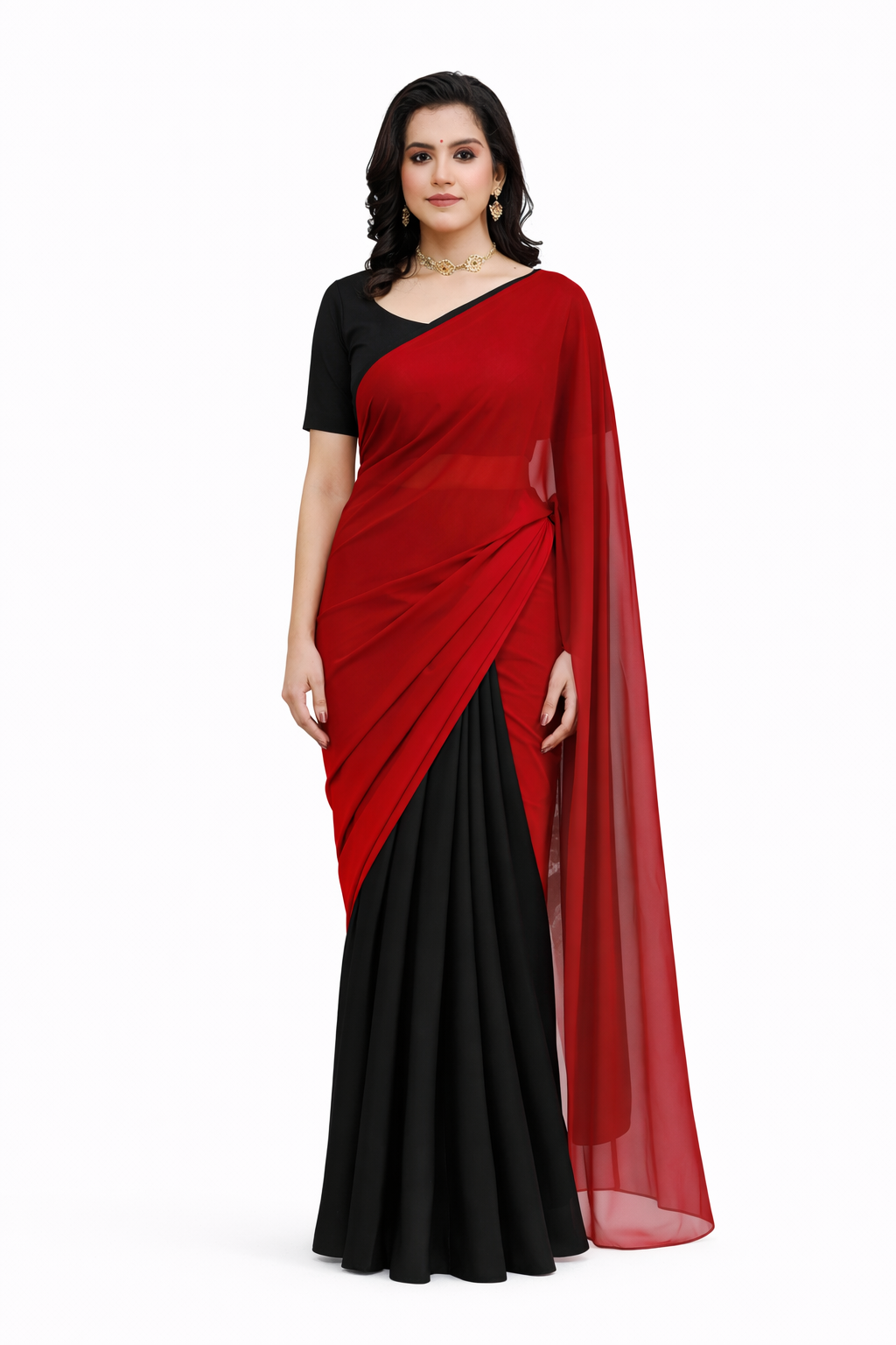 Scarlet Eclipse Georgette Ready-to-Wear Saree
