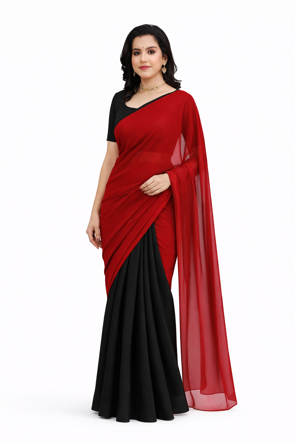 Scarlet Eclipse Georgette Ready-to-Wear Saree