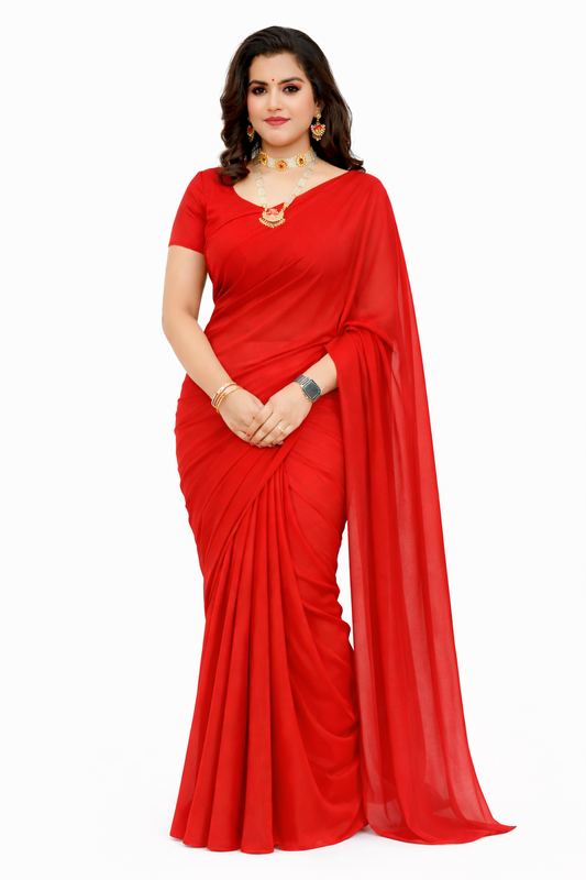 Signature Red Georgette Ready to Wear Saree