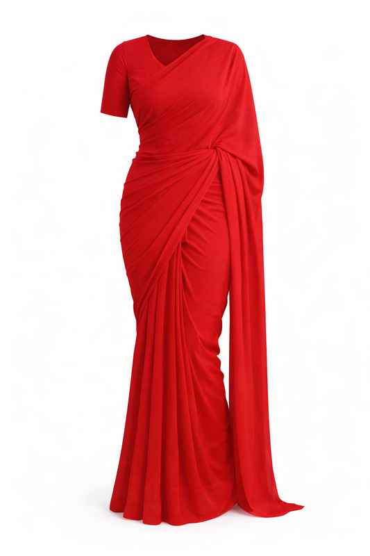 Signature Red Georgette Ready to Wear Saree