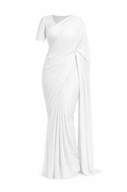 Signature White Georgette Ready to Wear Saree