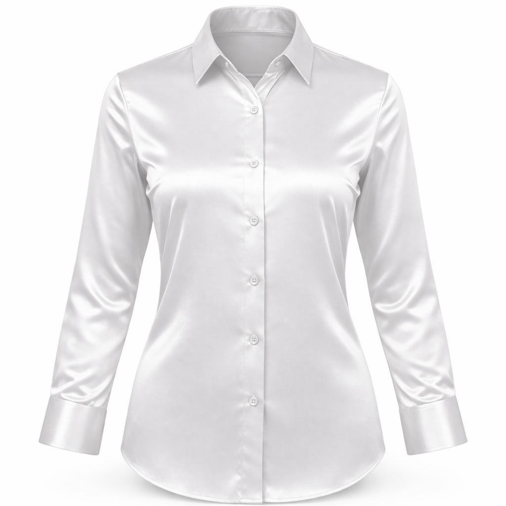 White Satin Formal Shirt for Women | Premium Silk Finish Office Wear