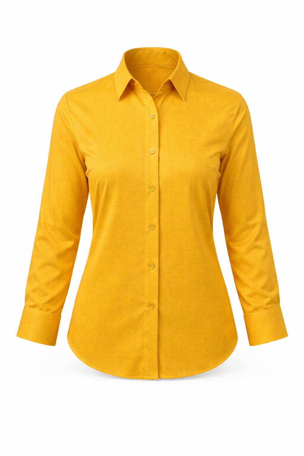 Women’s Yellow Glace Cotton Shirt – Full Sleeve Formal Button-Down