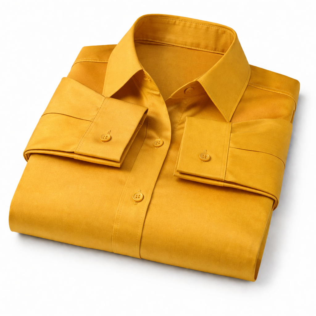 Women’s Yellow Glace Cotton Shirt – Full Sleeve Formal Button-Down