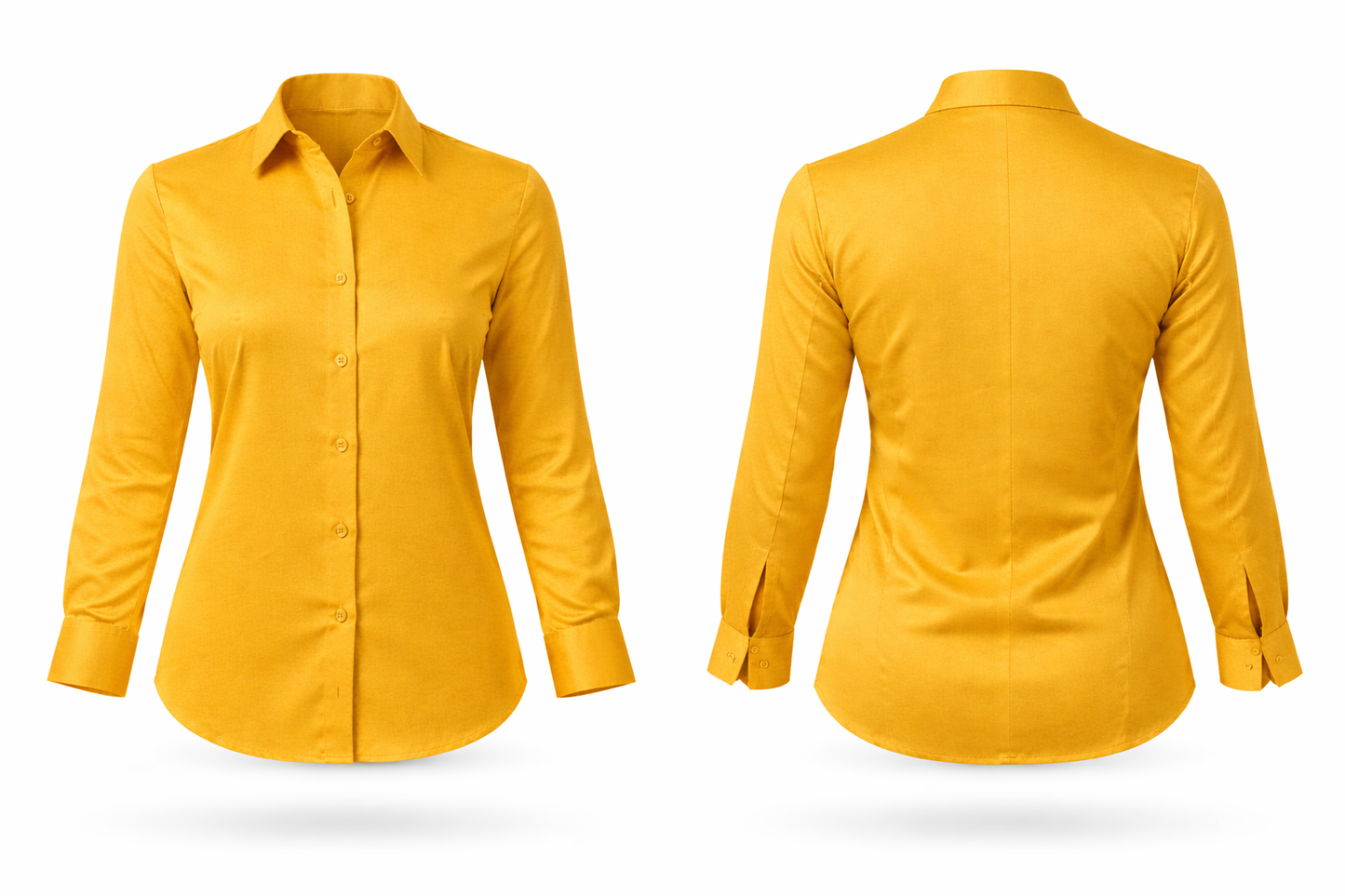 Women’s Yellow Glace Cotton Shirt – Full Sleeve Formal Button-Down