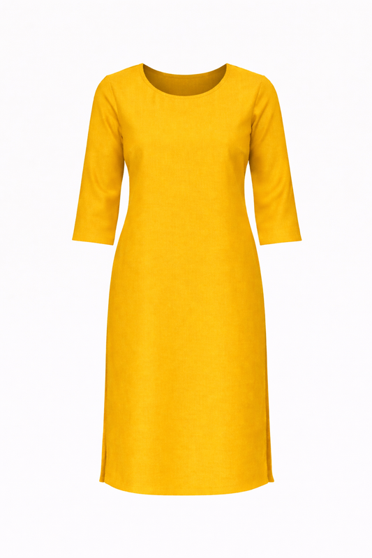 Yellow Glace Cotton Kurti
